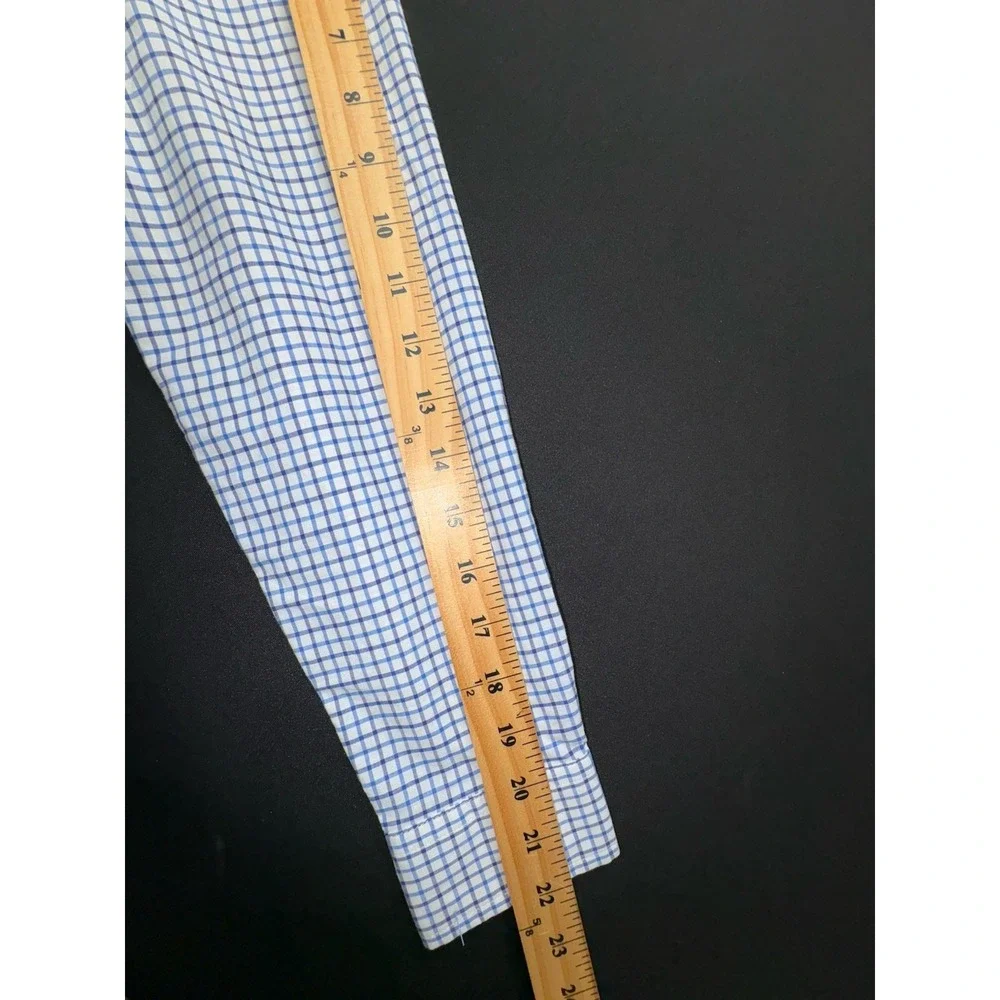 Ralph Lauren Boys Natural Stretch Blue White Check Button Down Shirt Large 14-16